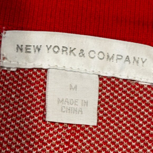 New York & Co. sweater dress with color block accents.  Red, Tan and white. Med - Picture 6 of 7